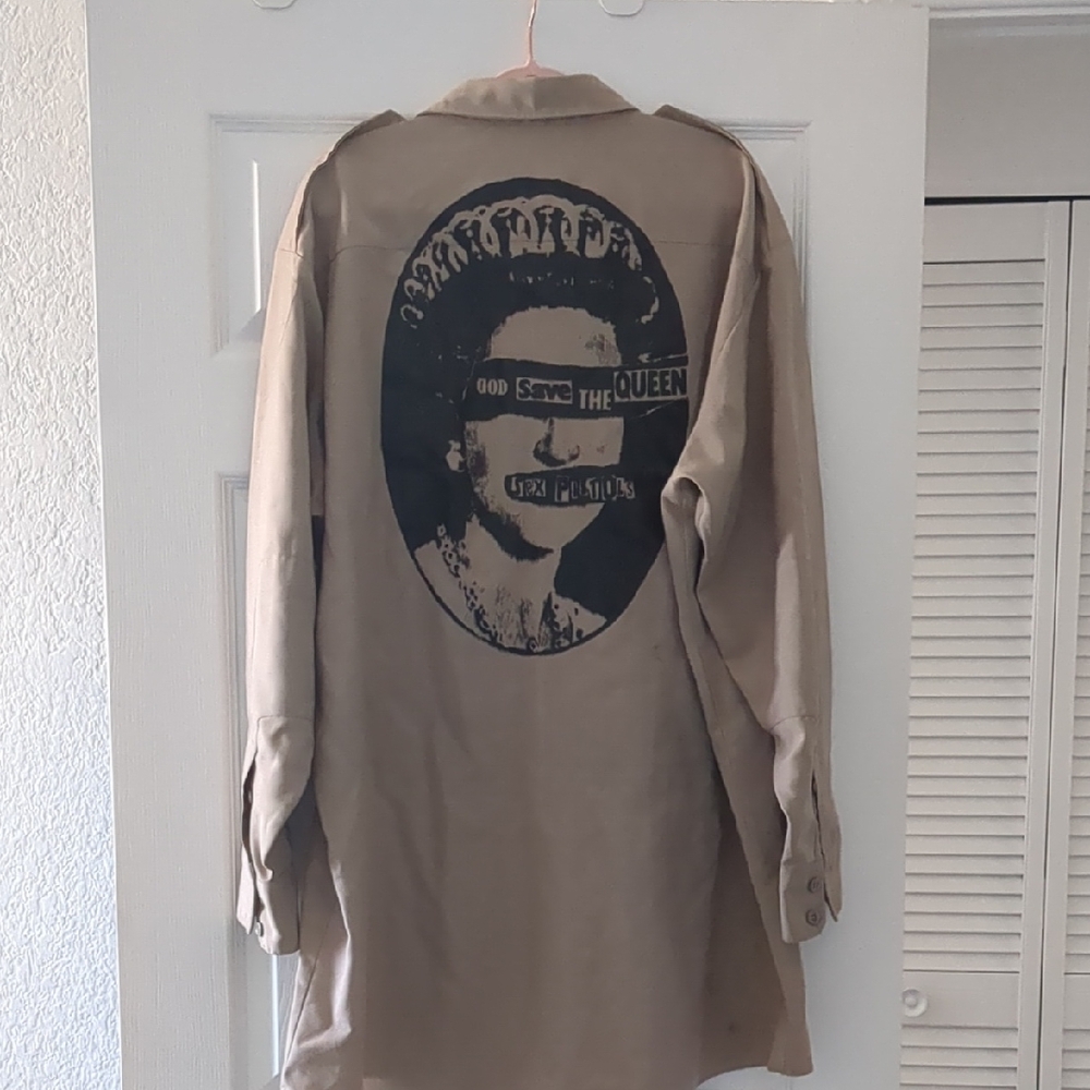 Women's Tan Long Sleeve Dress with Graphic Design